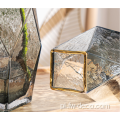 Złota dekoracja smokey szary geometryczne szklane wazony